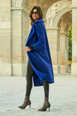 Cobalt Blue Super Cosy Longline Borg Coat -Winter Fashion Shop web 1 a21ow001bn a20bd020bk 150 cobalt rt