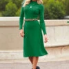 Emerald Green Fit & Flare Knitted Midi Dress -Winter Fashion Shop web 210910 sosandarday5paris62254 2 rt