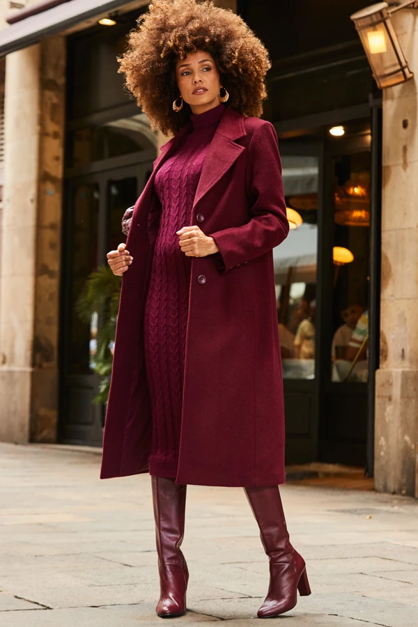 Burgundy Premium Longline Wool Mix Coat 3 Burgundy Premium Longline Wool Mix Coat