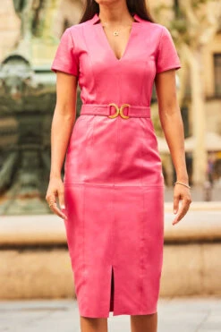 Pink Luxe Leather Belted Dress 12 Pink Luxe Leather Belted Dress -Winter Fashion Shop web 2307 17 s23dl010pk0008 17 349