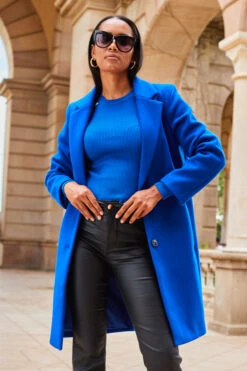 Cobalt Blue Single Breasted Coat -Winter Fashion Shop web 2307 77 a23tk156be0010 a23bd003bk0001 77 057 1