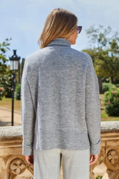 Grey Marl Folded Cuff Jumper -Winter Fashion Shop web 2307 98 a22bw006gy0001 a23tk107gy0014 98 447