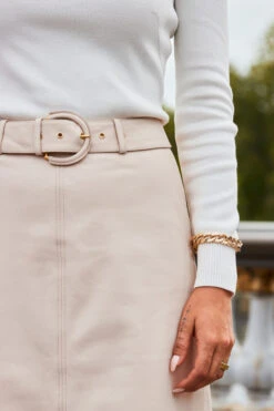 Ecru Leather A-Line Midi Skirt -Winter Fashion Shop web 2308 02 a23sl002eu0001 02 200 rt