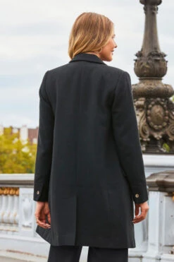 Black Faux Wool Double Breasted Coat -Winter Fashion Shop web 2308 03 a23ow006bk0001 a23bw037we0001 03 181 rt