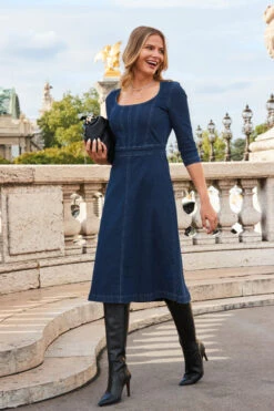 Dark Indigo Fit & Flare Denim Dress -Winter Fashion Shop web 2308 08 a23dd011in0007 08 156
