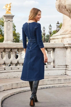 Dark Indigo Fit & Flare Denim Dress -Winter Fashion Shop web 2308 08 a23dd011in0007 08 320
