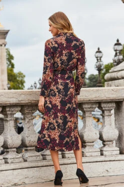 Black Baroque Print Belted Maxi Shirt Dress -Winter Fashion Shop web 2308 107 a23dw034bkan01 107 170