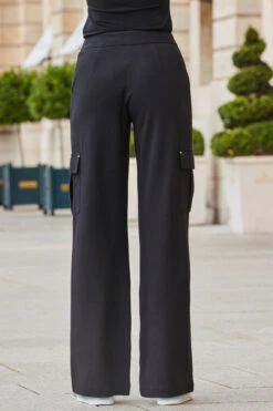 Black Super Soft Ponte Wide Leg Trousers With Pocket Detail -Winter Fashion Shop web 2308 110 a23le037bk0001 110 291