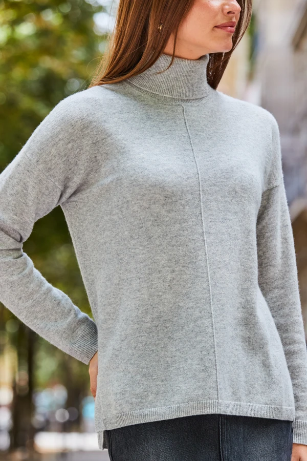 Light Grey Cashmere Marl Roll Neck Jumper 7 Light Grey Cashmere Marl Roll Neck Jumper - Image 5