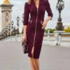 Burgundy Zip Front Pencil Dress 2 Burgundy Zip Front Pencil Dress -Winter Fashion Shop web 2308 80 a23dw031rd0004 80 023 rt 2