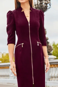 Burgundy Zip Front Pencil Dress 10 Burgundy Zip Front Pencil Dress -Winter Fashion Shop web 2308 80 a23dw031rd0004 80 179 rt