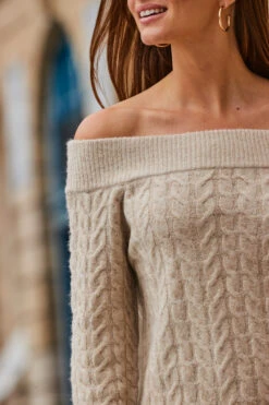 Natural Cable Knit Bardot Jumper -Winter Fashion Shop web 2308 91 s23bp001bn0003 a23tk964nl0003 91 317 1