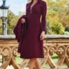 Wine Lace Detail Fit & Flare Premium Knitted Dress -Winter Fashion Shop web 2309 04 a23dk290rd0011 04 266 2