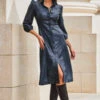 Navy Blue Faux Leather Popper Front Shirt Dress -Winter Fashion Shop web 2309 114 a20dp004be0003 114 059 rc 2