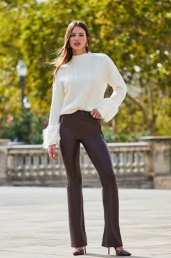 Cream Cable High Neck Faux Fur Cuff Jumper -Winter Fashion Shop web 2309 115 a23tk199nl0001 a22bl004pt0004 115 036