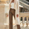 Cream Faux Fur Collar Longline Cardigan -Winter Fashion Shop web 2309 132 a22tk496nl0001 a23bp014bn0024 132 064