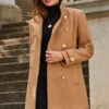 Camel Coat With Gold Button Detail -Winter Fashion Shop web 2309 140 a23ow002bn0002 140 103