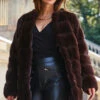 Dark Brown Faux Fur Coat -Winter Fashion Shop web 2309 142 a23ow019pt0004 142 046