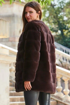 Dark Brown Faux Fur Coat -Winter Fashion Shop web 2309 142 a23ow019pt0004 142 116