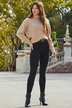 Camel Rib Knit Super Cosy Jumper -Winter Fashion Shop web 2309 143 a23ow008bn0003 s23tk603nl0008 143 014