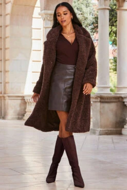 Chocolate Brown Leather Button Front Skirt -Winter Fashion Shop web 2309 163 s23tk655pt0004 s23sl005pt0004 163 138 rt 1