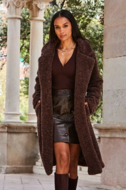 Mocha Super Cosy Borg Coat -Winter Fashion Shop web 2309 163 s23tk655pt0004 s23sl005pt0004 163 175 rt