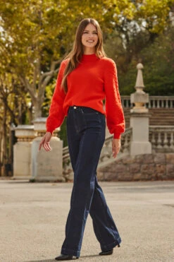 Dark Indigo Wide Leg Pintuck Jeans -Winter Fashion Shop web 2309 18 a23tk211oe0008 a22bl004bk0001 18 044 1