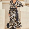 Black Floral Print Contrast Trim Midi Wrap Dress 1 Black Floral Print Contrast Trim Midi Wrap Dress -Winter Fashion Shop web 2309 95 a23dj021bkcv01 95 123 2
