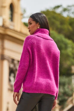 Magenta Roll Neck Super Soft Knitted Jumper -Winter Fashion Shop web 2309 s21tk375pk0015 a23bl002bk0001 23 128