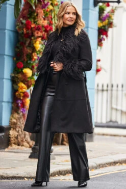 Black Luxe Faux Suede & Fur Afghan Coat -Winter Fashion Shop web 2310 05 a23op002bk0001 a20tk008bk0001 s23bp001bk0001 05 010