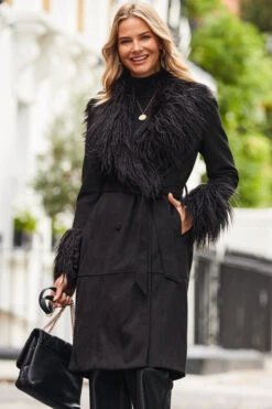 Black Luxe Faux Suede & Fur Afghan Coat -Winter Fashion Shop web 2310 05 a23op002bk0001 a20tk008bk0001 s23bp001bk0001 05 159