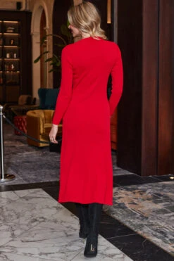 Red Sweetheart Neckline Fit & Flare Midi Dress 11 Red Sweetheart Neckline Fit & Flare Midi Dress -Winter Fashion Shop web 2310 24 a23dk130rd0017 24 245