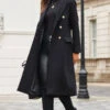 Black Double Breasted Longline Wool Coat -Winter Fashion Shop web 2310 45 a23ow026bk0001 a23bp013bk0001 45 048
