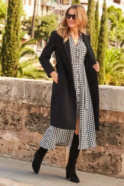 Black & White Dogtooth Print Midi Shirt Dress With Belt 14 Black & White Dogtooth Print Midi Shirt Dress With Belt -Winter Fashion Shop web 25 a21dw038bkge01 208