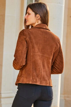 Tan Suede Biker Jacket -Winter Fashion Shop web 26 s23ol011bn0004 213