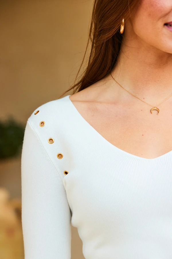 Ivory Eyelet Shoulder Detail Knitted Top 7 Ivory Eyelet Shoulder Detail Knitted Top - Image 5