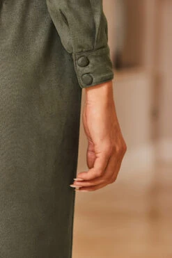 Khaki Green Faux Suede Shirt Dress -Winter Fashion Shop web 34 a22dp005gn0002 116 khaki rt