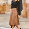 Tan Faux Leather Panelled A-Line Midi Skirt -Winter Fashion Shop web 35 a23sp015bn0004 a20tk001bk 034 rc 2