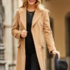 Camel Belted Wool Mix Coat With Pockets 2 Camel Belted Wool Mix Coat With Pockets -Winter Fashion Shop web 39 s22ow085bn a20bd095bk 080