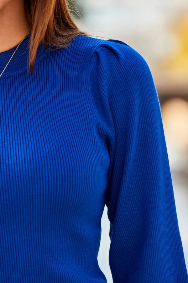 Cobalt Blue Gathered Sleeve Jumper 7 Cobalt Blue Gathered Sleeve Jumper - Image 5