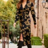 Black & Gold Baroque Print Zip Front Dress -Winter Fashion Shop web 51 a22dw074bkcv01 159