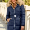 Navy Blue Faux Fur Trim Luxe Longline Padded Coat 2 Navy Blue Faux Fur Trim Luxe Longline Padded Coat -Winter Fashion Shop web 58 s22ow009be 101 navy rt2