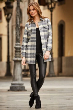 Grey & Ivory Checked Soft Touch Shirt -Winter Fashion Shop web 63 a21tw103nlch s22bp001bk a21fw066bk 039