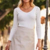 Ivory Eyelet Shoulder Detail Knitted Top