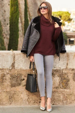 Black Faux Shearling Belted Biker Jacket -Winter Fashion Shop web 81 a22op004bk0001 s21tk375rd0011 159