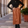 Tan Faux Leather Stretch Waist Skirt 2 Tan Faux Leather Stretch Waist Skirt -Winter Fashion Shop web 83 s23sp003bn0004 a20tk008bk0001 053