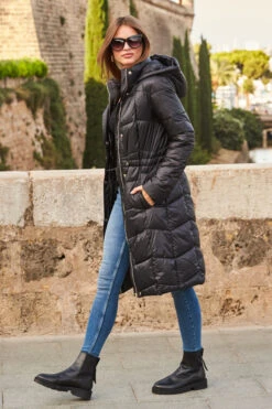 Black Longline Padded Coat With Hood -Winter Fashion Shop web 87 a22ow012bk0001 103