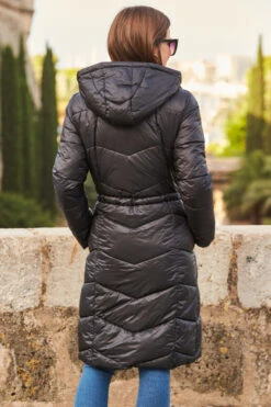 Black Longline Padded Coat With Hood -Winter Fashion Shop web 87 a22ow012bk0001 238