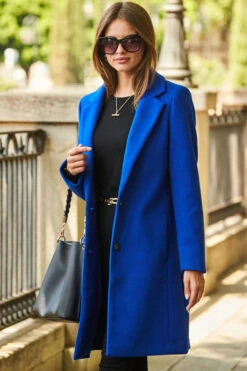 Cobalt Blue Single Breasted Coat -Winter Fashion Shop web 91 a22ow007be0001 s21ac024blan01 047
