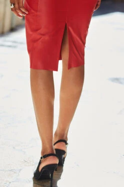 Bright Red Zip Detail Leather Dress 12 Bright Red Zip Detail Leather Dress -Winter Fashion Shop web 94 s22dl021rd0006 179